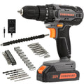 Cordless Drill Set 20V 3/8" Keyless Chuck 2 Variable Speed Orange O370
