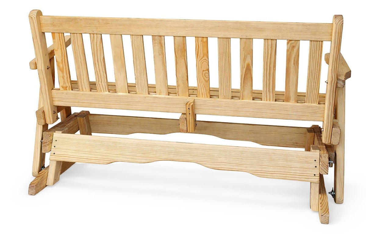 5 FT Natural Solid Pine Wood Glider Bench for 3 Person Z66871