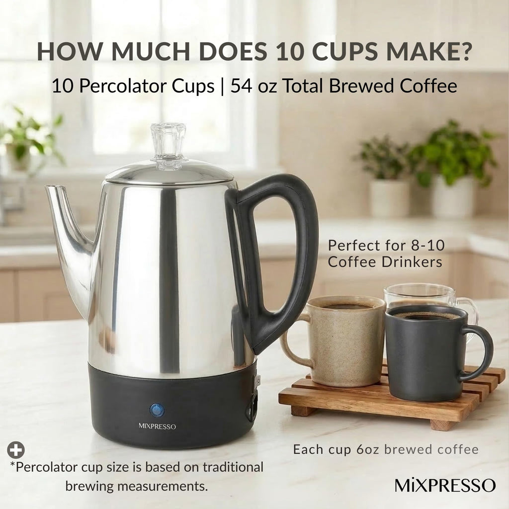 10 Cup Stainless Steel Electric Percolator Coffee Pot T37200
