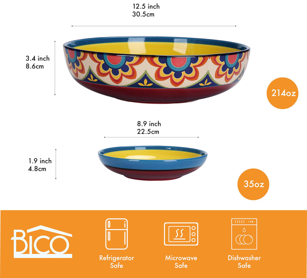 Ceramic Pasta Bowl Set of 5, Microwave & Dishwasher Safe U457