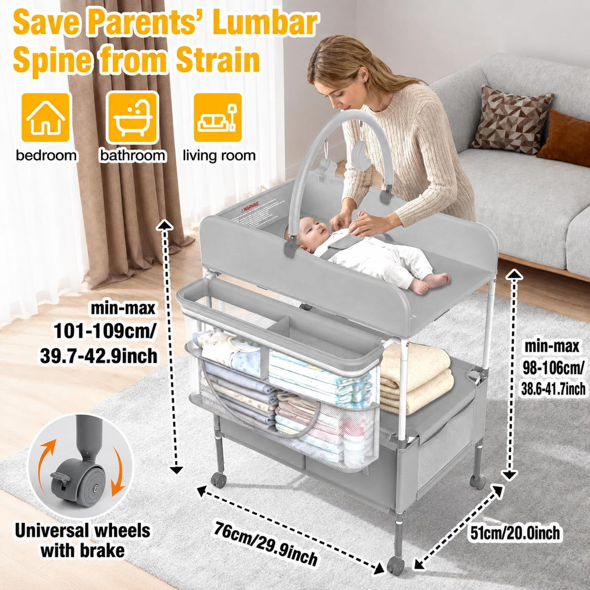 Portable Diaper Changing Station with Drawers N945072