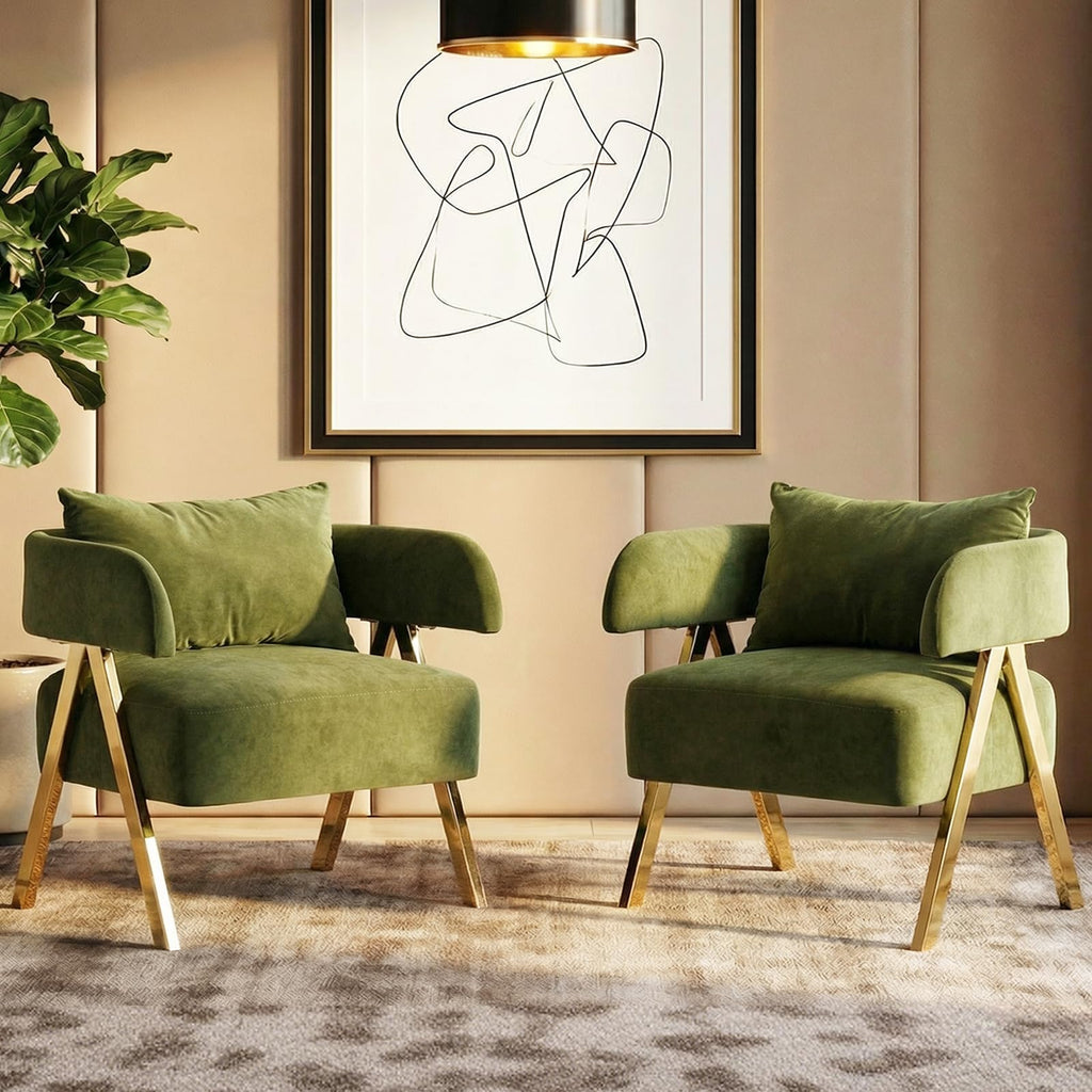 Green Velvet Accent Chairs Set of 2 X754351
