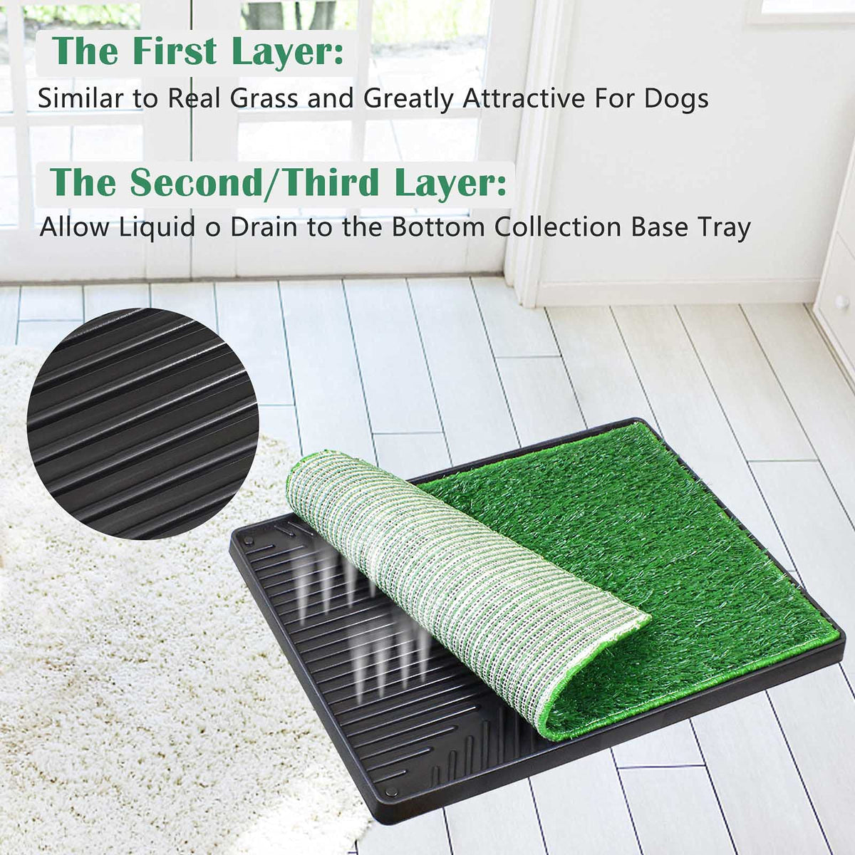 Large Dog Grass Pad with Tray and 2 Artificial Pee Grasses G2143