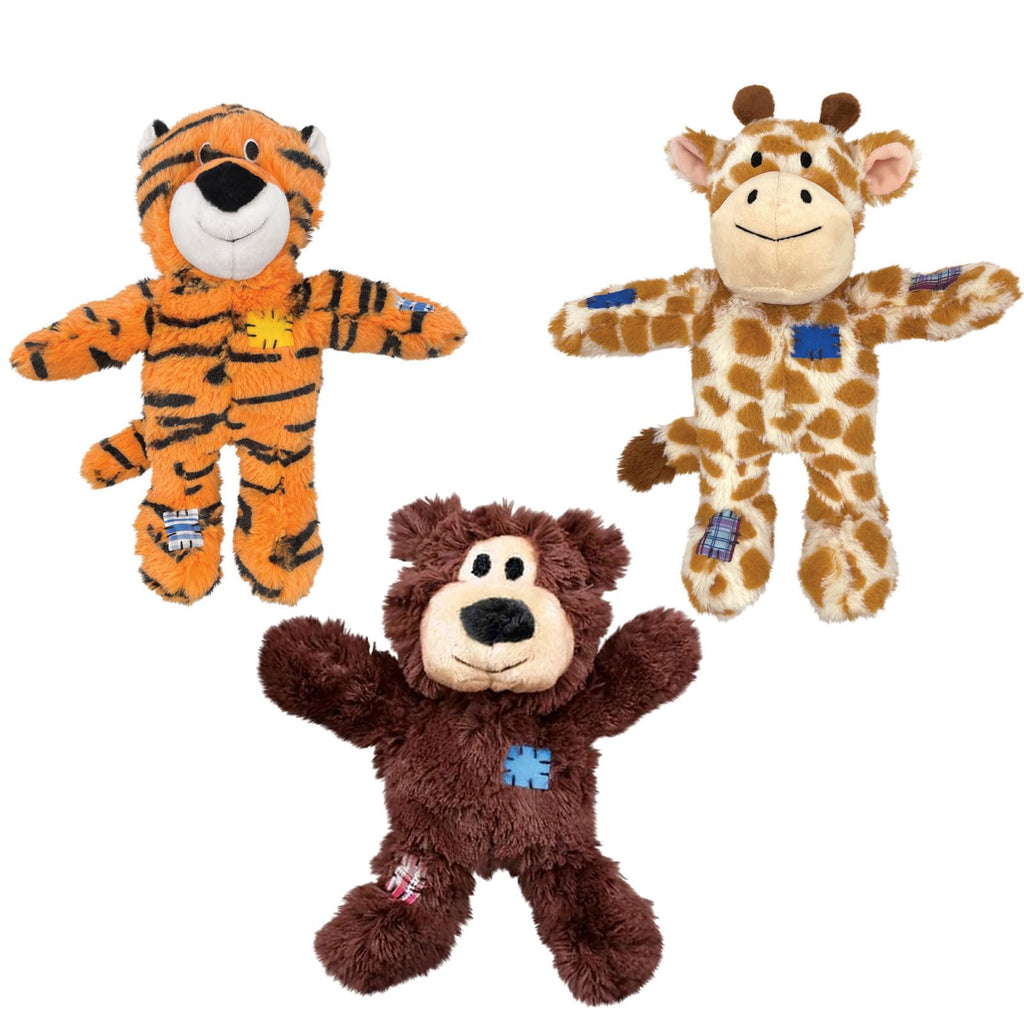 3 Pack Durable Plush Dog Toys with Knotted Rope & Squeaker F25691