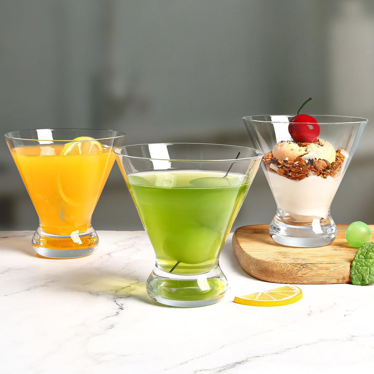 Stemless Martini Glasses Set of 12, 7.5 oz W362