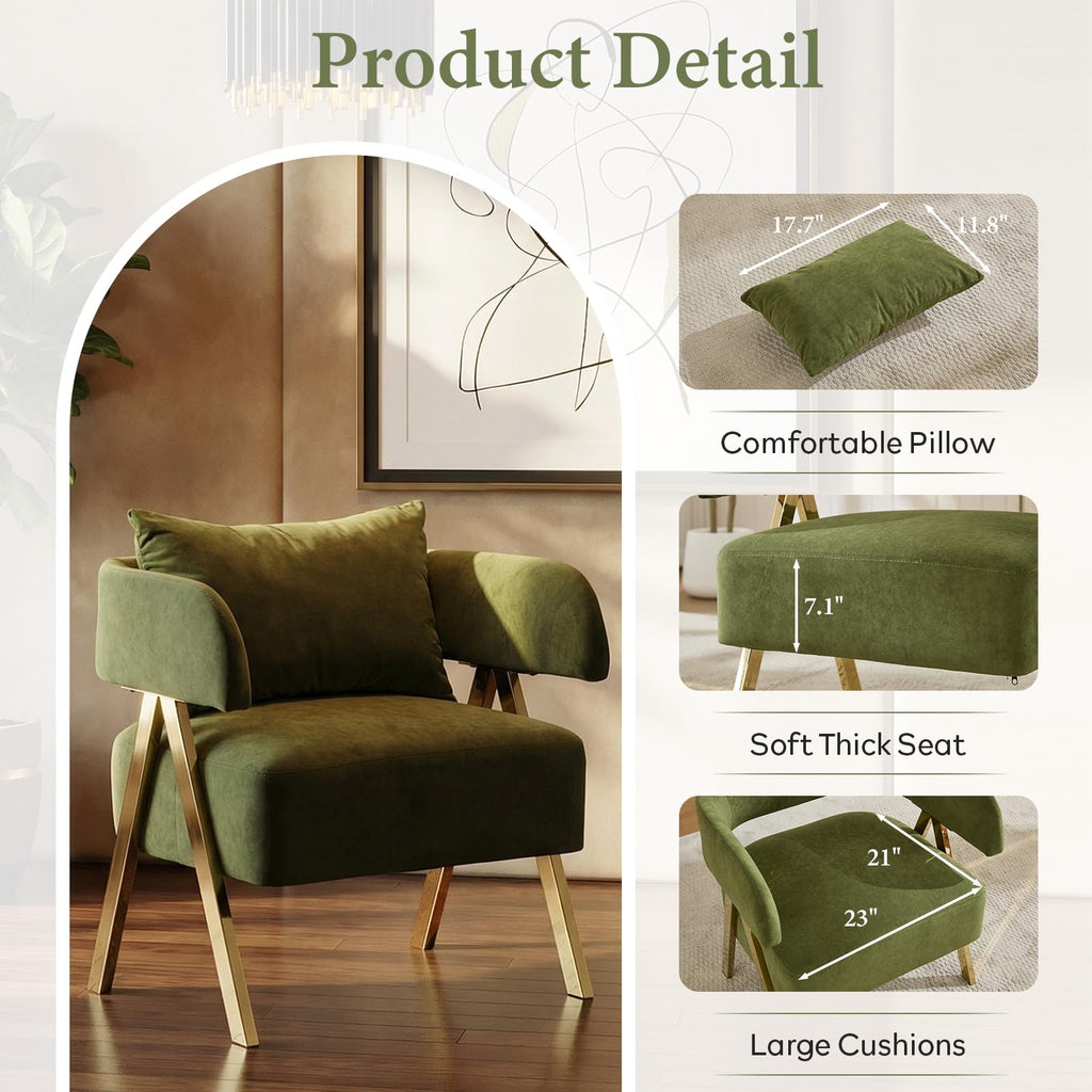 Green Velvet Accent Chairs Set of 2 X754351