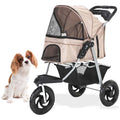 3-Wheel Dog Stroller with Storage Basket and Cup Holders, Tan M588009