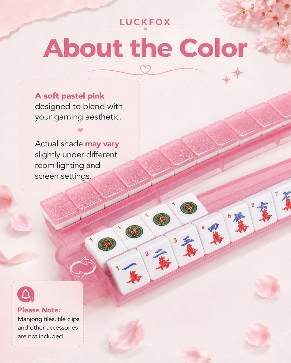 Pink Glitter Acrylic Mahjong Racks with Pushers Set of 4 C922