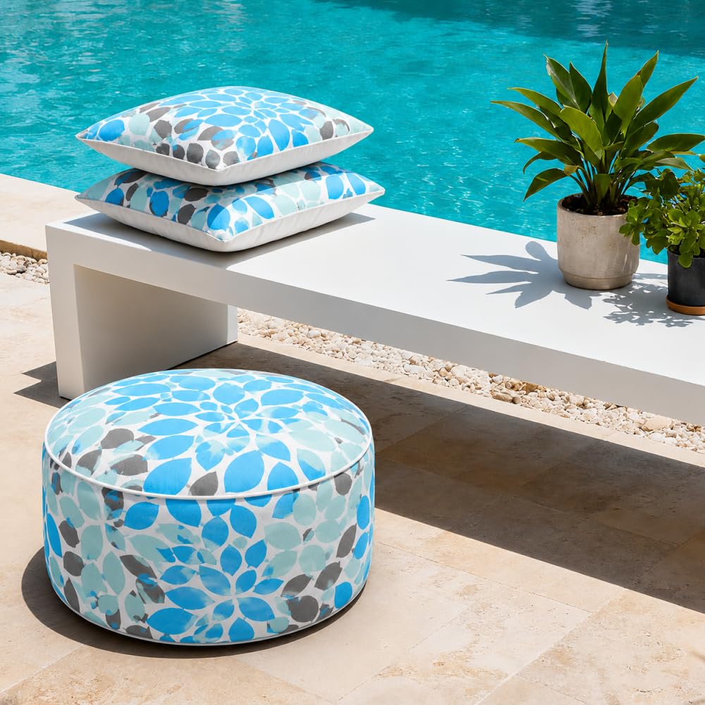 Inflatable Outdoor Ottoman 2 Pack Teal Grey V45348