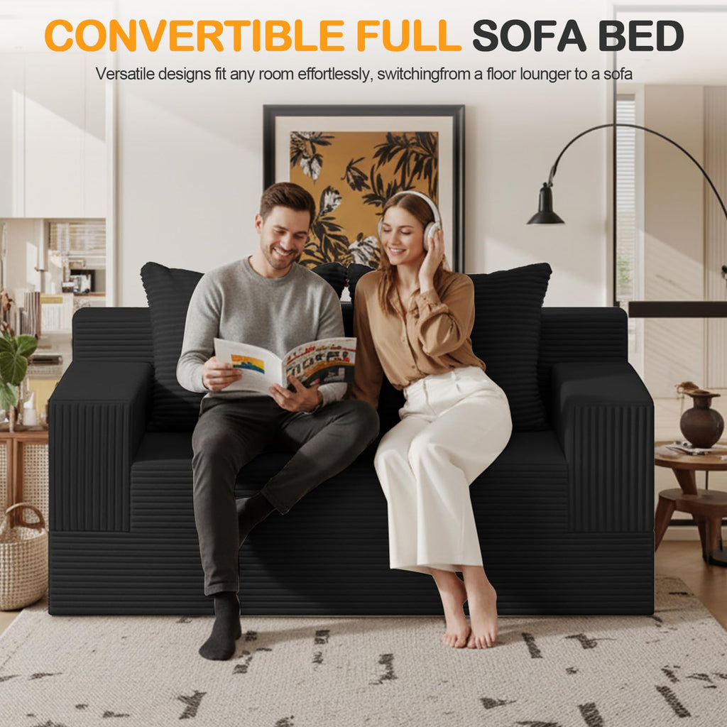 Convertible Folding Floor Futon Sleeper Sofa Bed with 2 Pillows H501