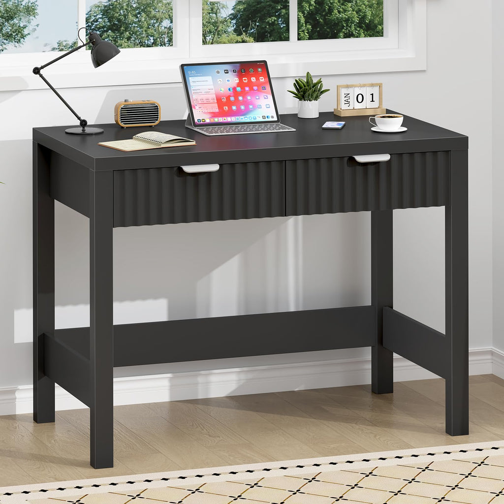 32 Inch Fluted Computer Desk with 2 Drawers Z5826