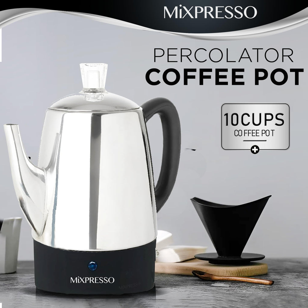 10 Cup Stainless Steel Electric Percolator Coffee Pot T37200