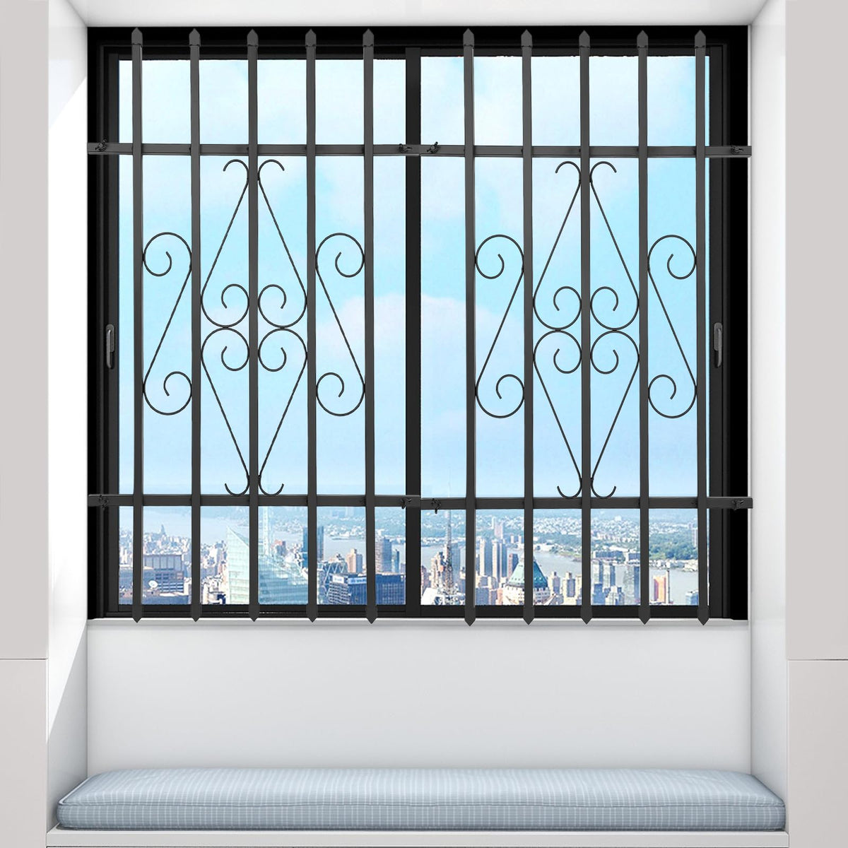Black 24 x 36 Inch 2PCS Heavy Duty Window Security Bars X822