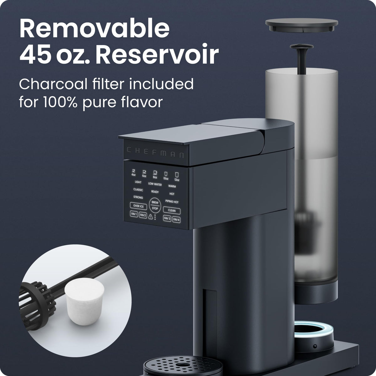 Single Serve Coffee Maker with Brew Strength Settings, 45 oz Removable Water Reservoir P25550