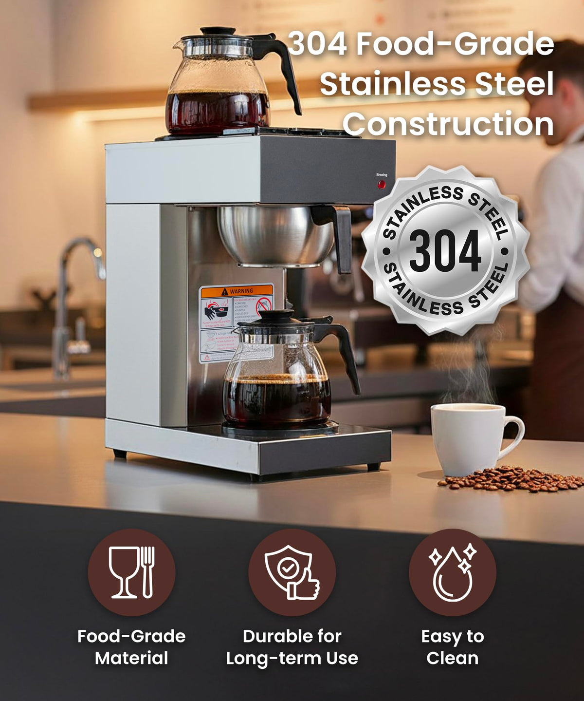 Commercial Pour Over Coffee Maker with 2 Warmers N944588