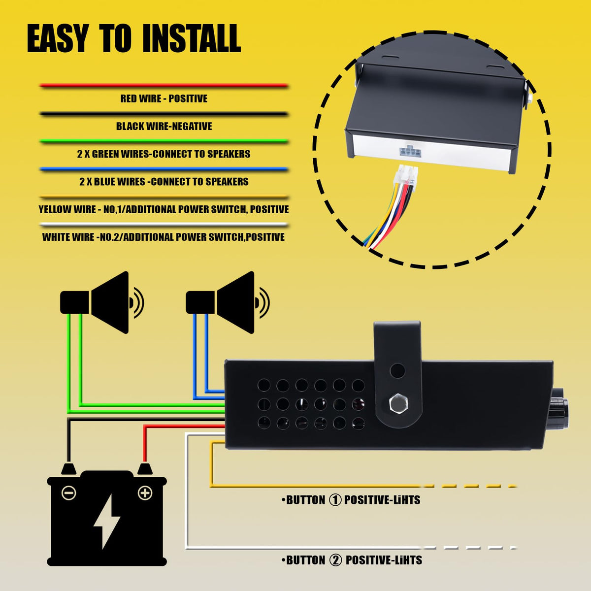 12V 400W 9 Tones Emergency Siren PA System with Microphone W71549