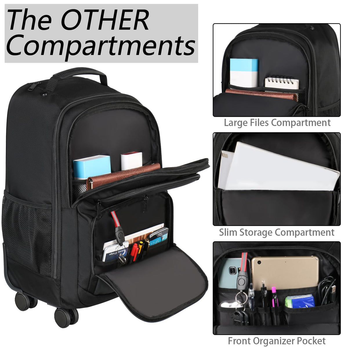 Rolling Backpack with 4 Wheels U766
