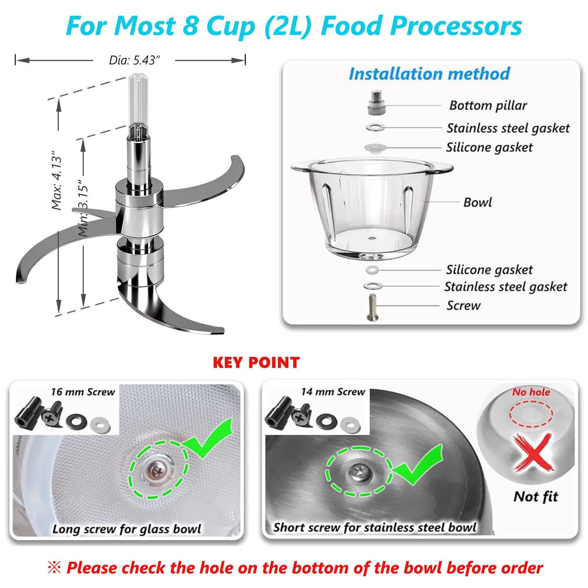 Stainless Steel Food Processor Blade A3246