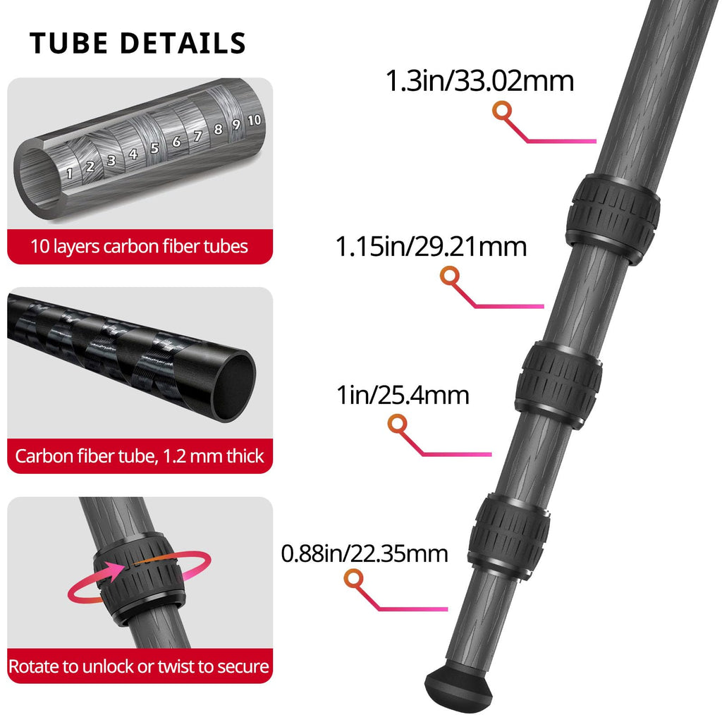 Carbon Fiber Hunting Tripod with Bubble Level and Ball Head C837836