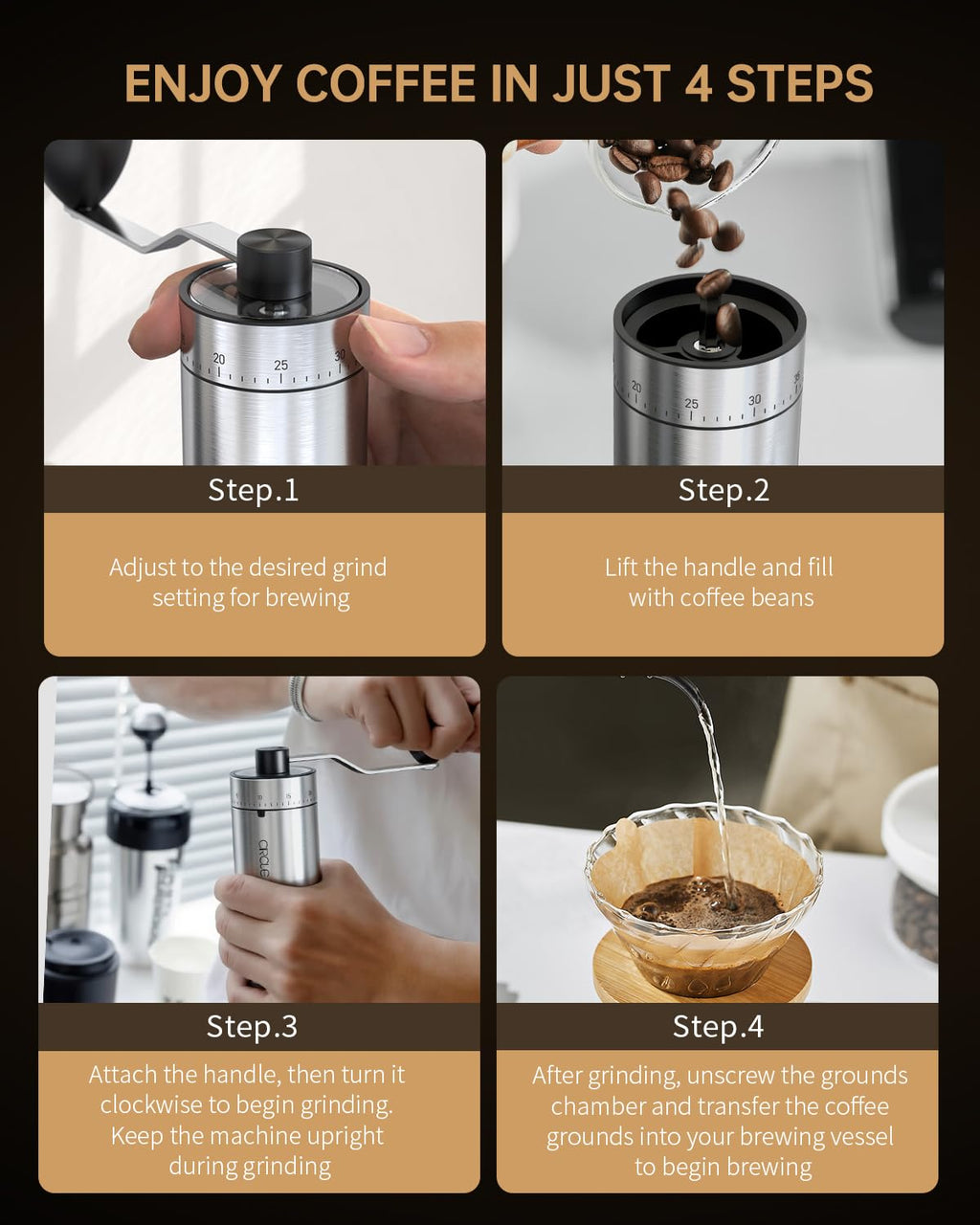 Manual Coffee Grinder with Ceramic Conical Burr I88803