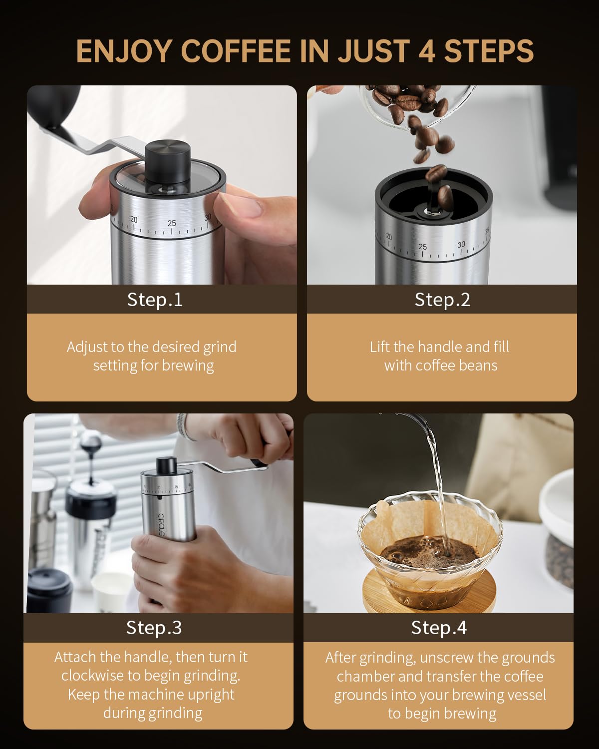 Manual Coffee Grinder with Ceramic Conical Burr I88803