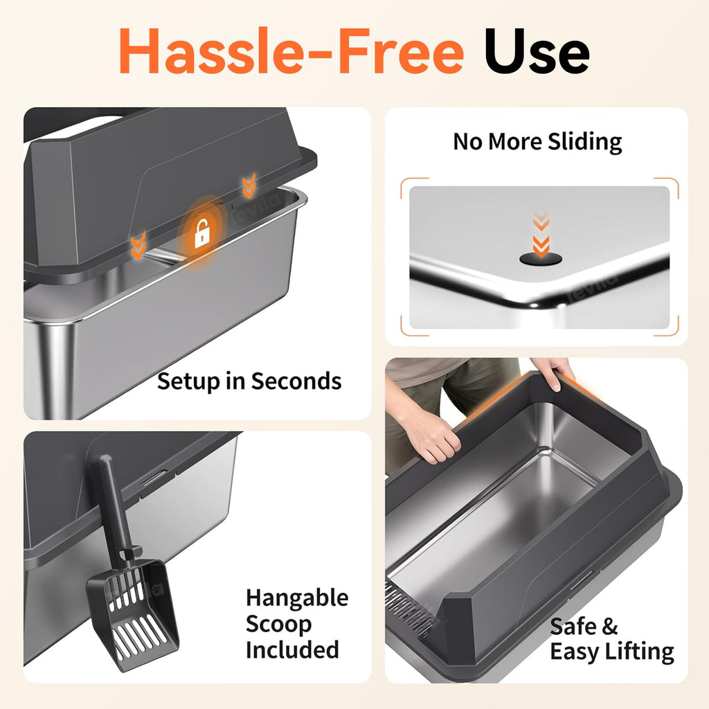 Stainless Steel Litter Box with Scoop A5599
