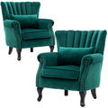 Velvet Accent Chairs Set of 2 Green U315