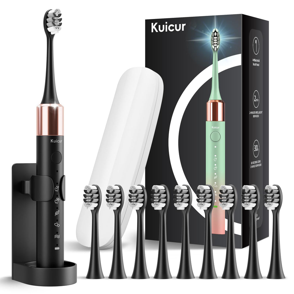 2 Pack Electric Toothbrush Black and Purple White S8262