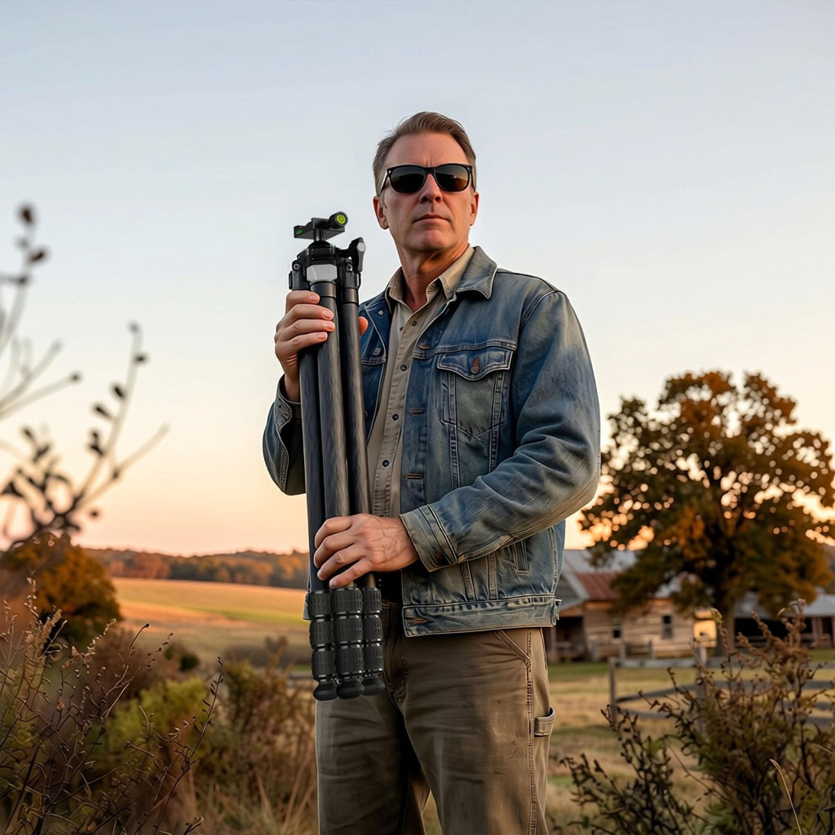 Carbon Fiber Hunting Tripod with Bubble Level and Ball Head C837836