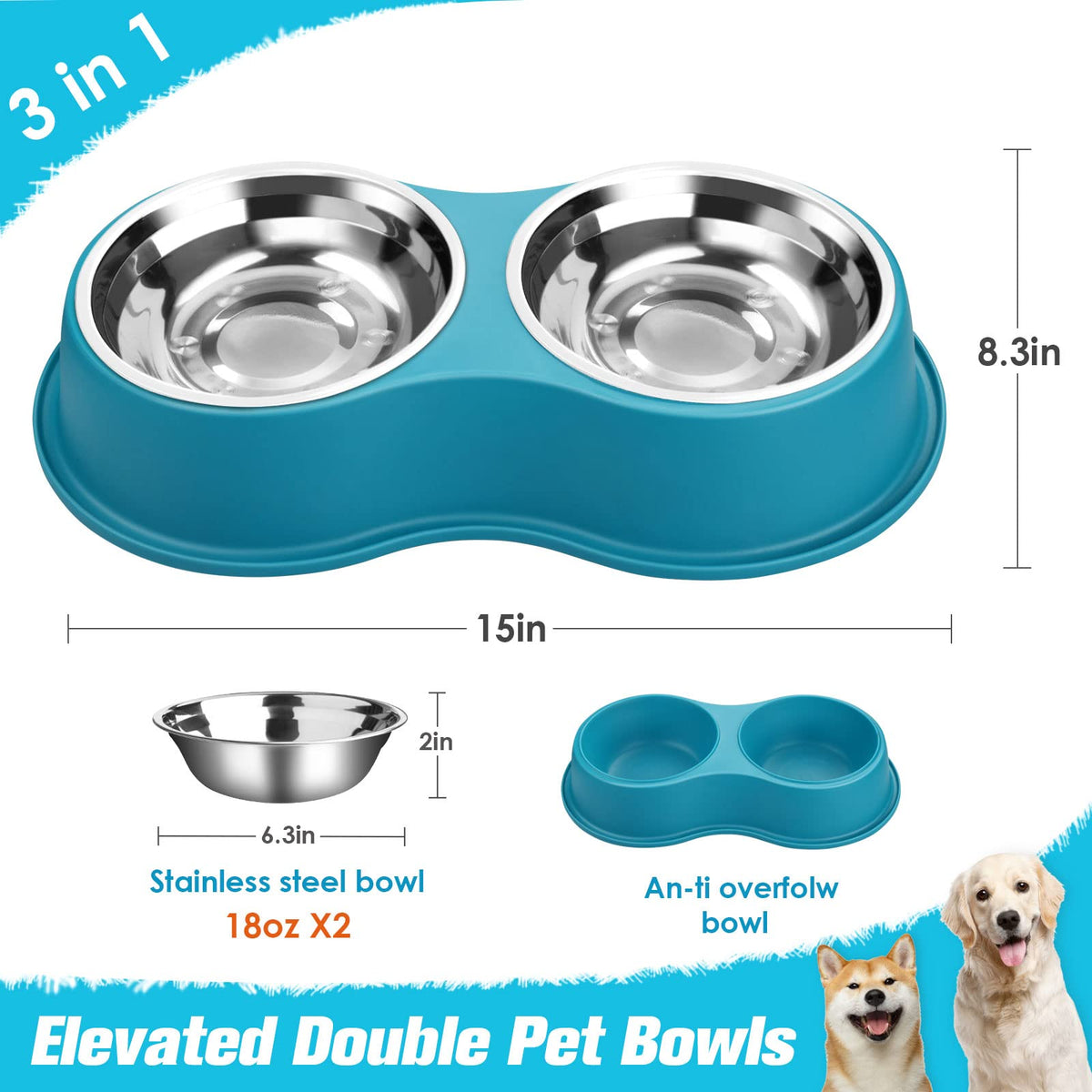 Stainless Steel Non-Slip Dog Bowls I380