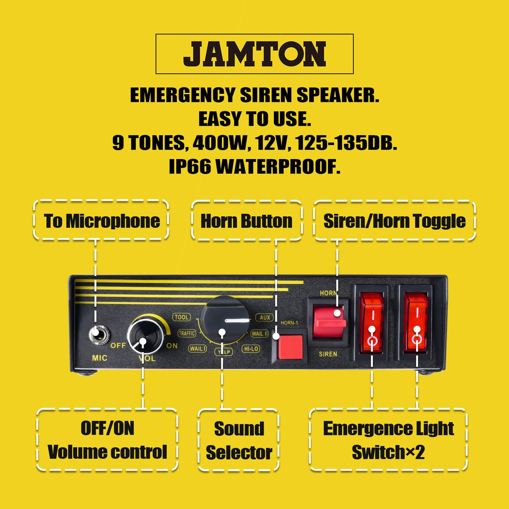 12V 400W 9 Tones Emergency Siren PA System with Microphone W71549