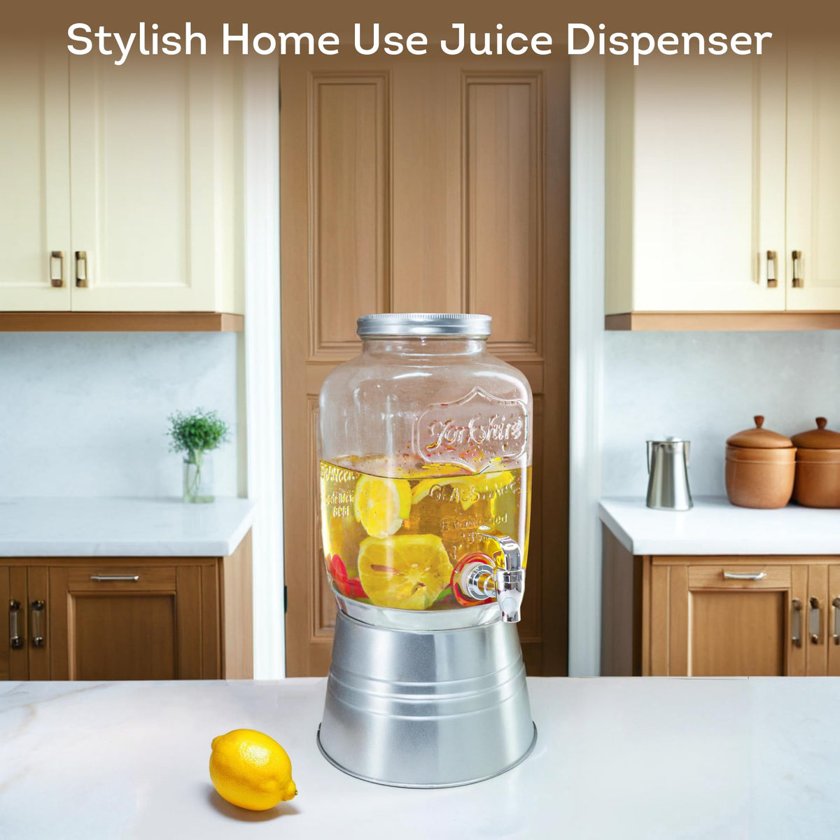 Glass Beverage Dispenser with Stand 1 Gallon P44128