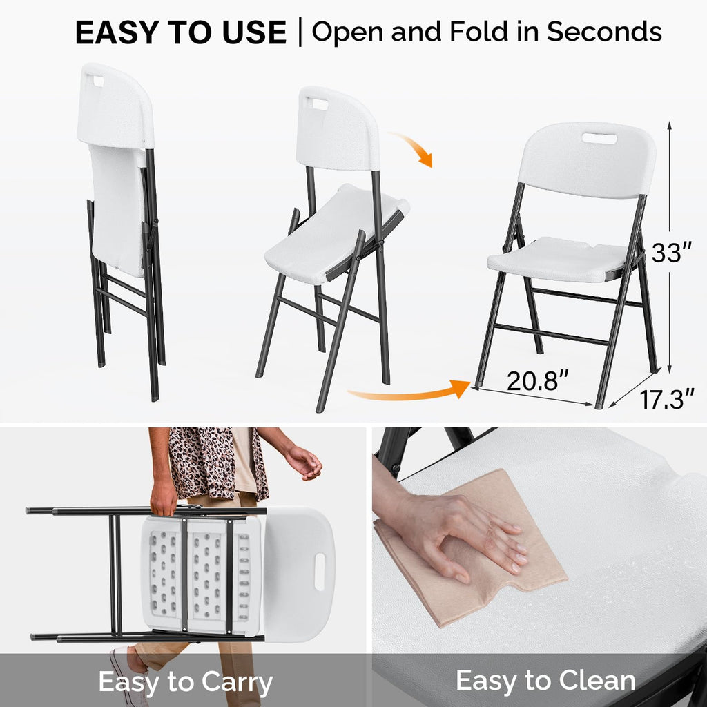 White 10 Pack HDPE Folding Chairs with Steel Frame M135908