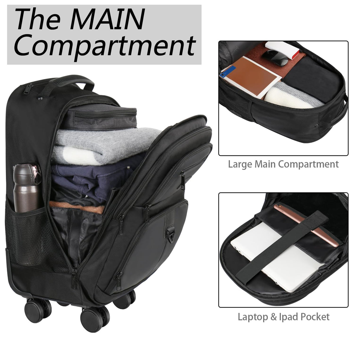 Rolling Backpack with 4 Wheels U766