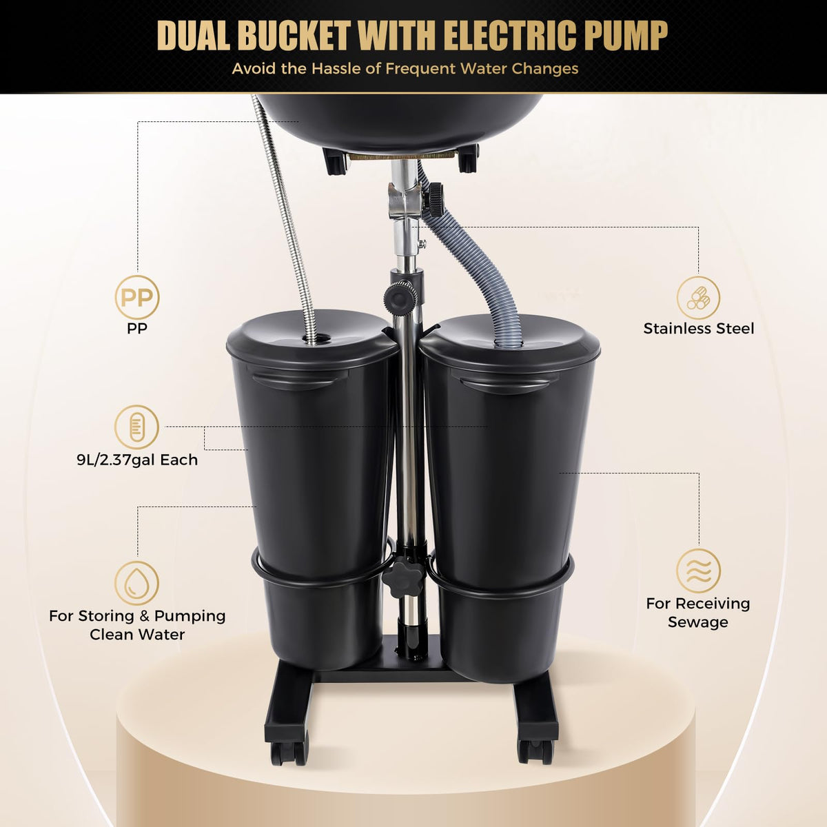 Portable Shampoo Bowl with Electric Pump E3387