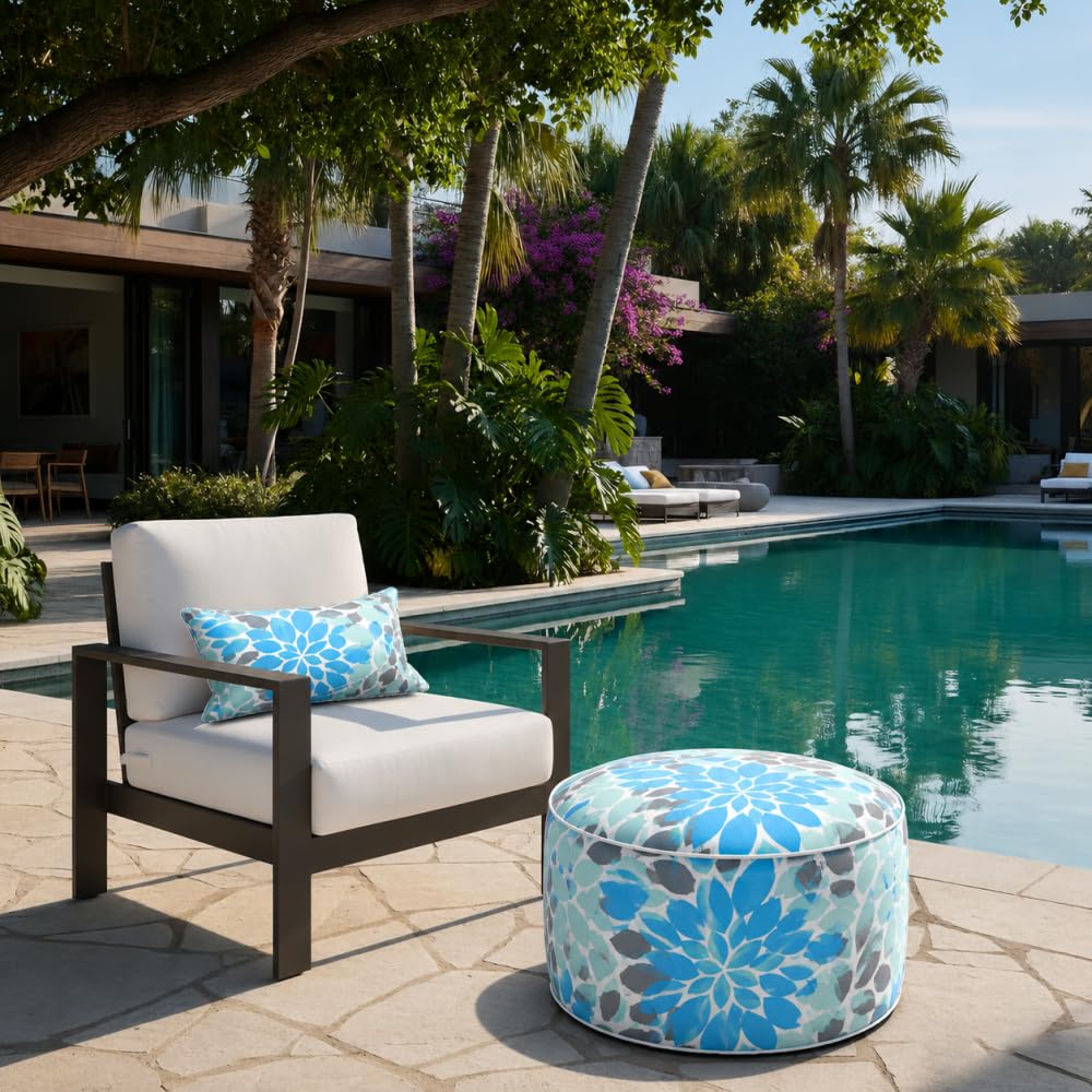 Inflatable Outdoor Ottoman 2 Pack Teal Grey V45348