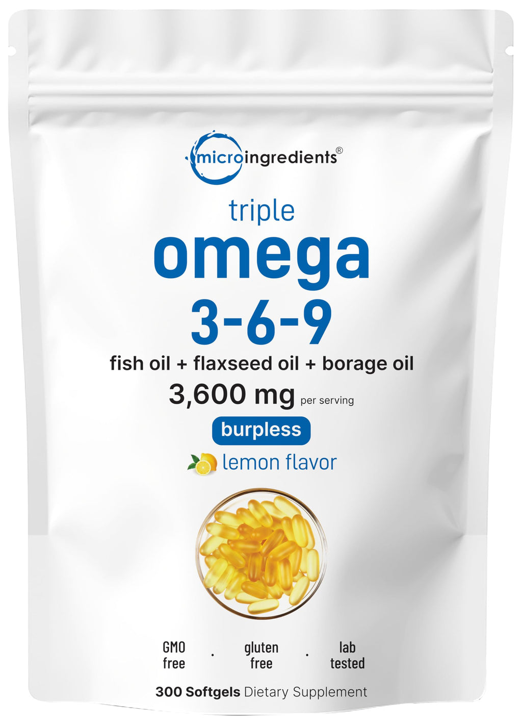 Omega 3-6-9 3600mg Lemon Flavor Softgels Y22473