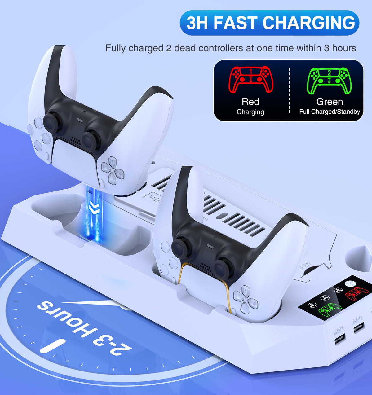 PS5 Cooling Stand with Controller Charging Station, White J6507