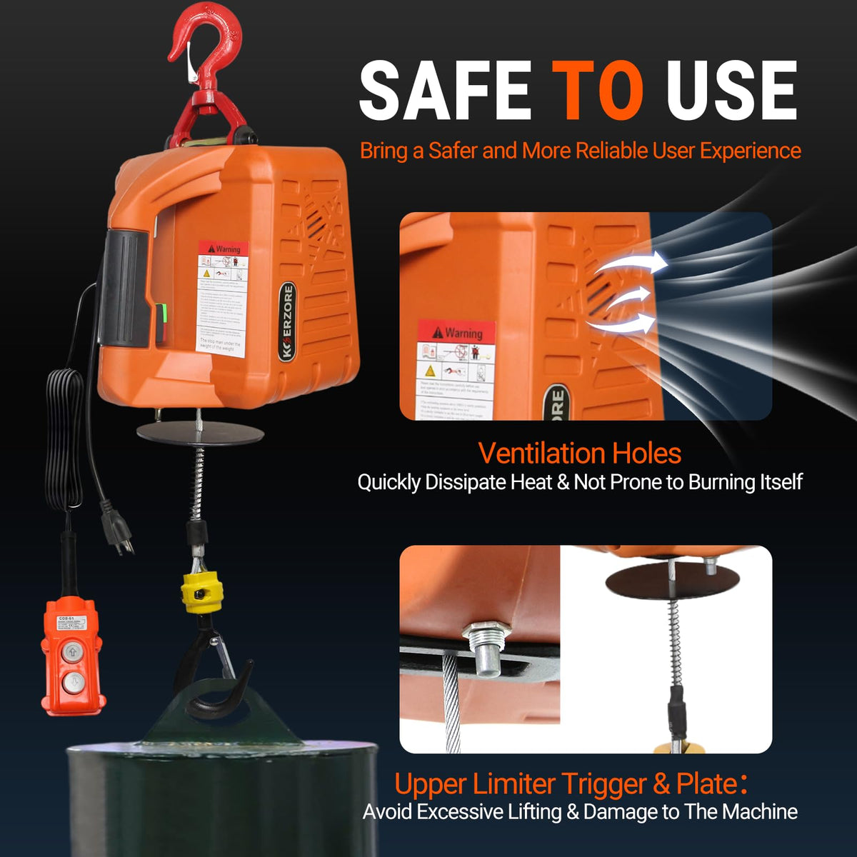 Electric Hoist Winch 1100Lbs Capacity I6802