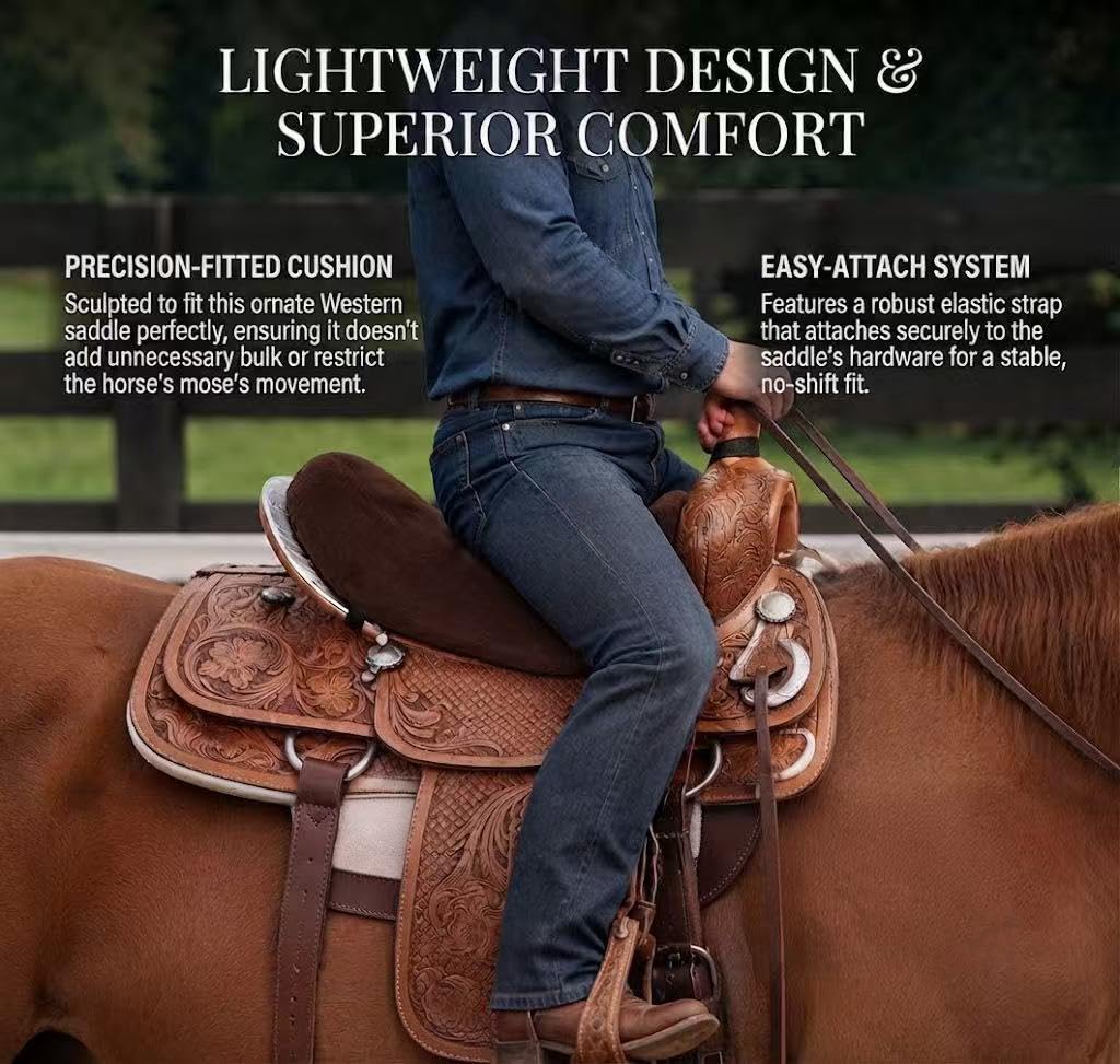 Brown Short Plush Horse Saddle Seat Cushion E25690