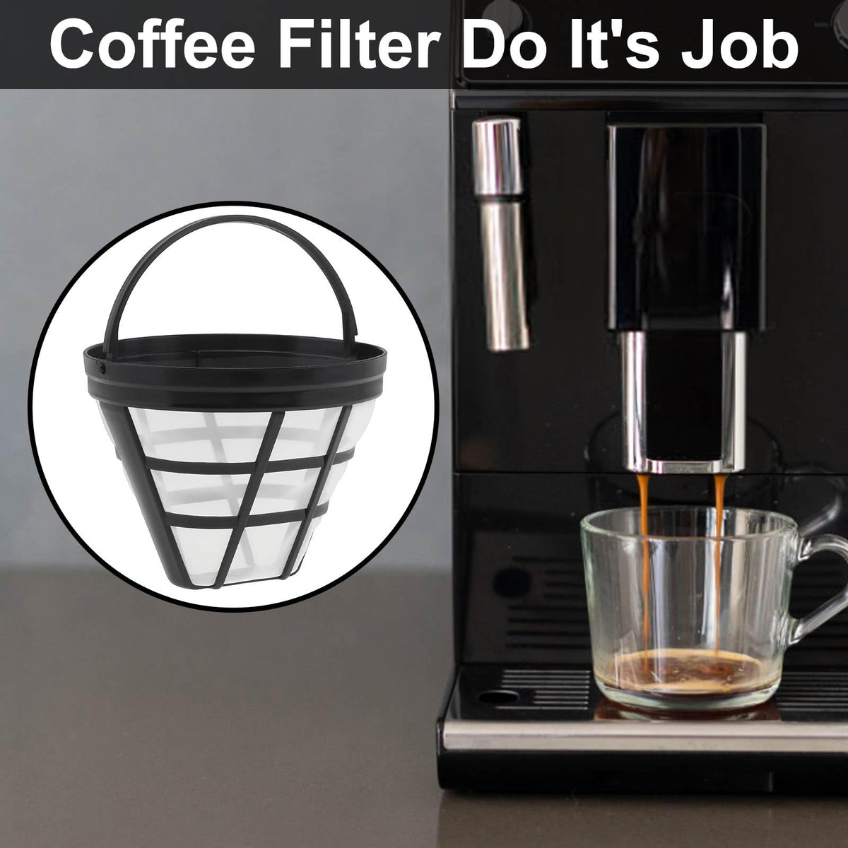 Reusable Cone Coffee Filters 8-12 Cup with Spoon and Brush Y4123