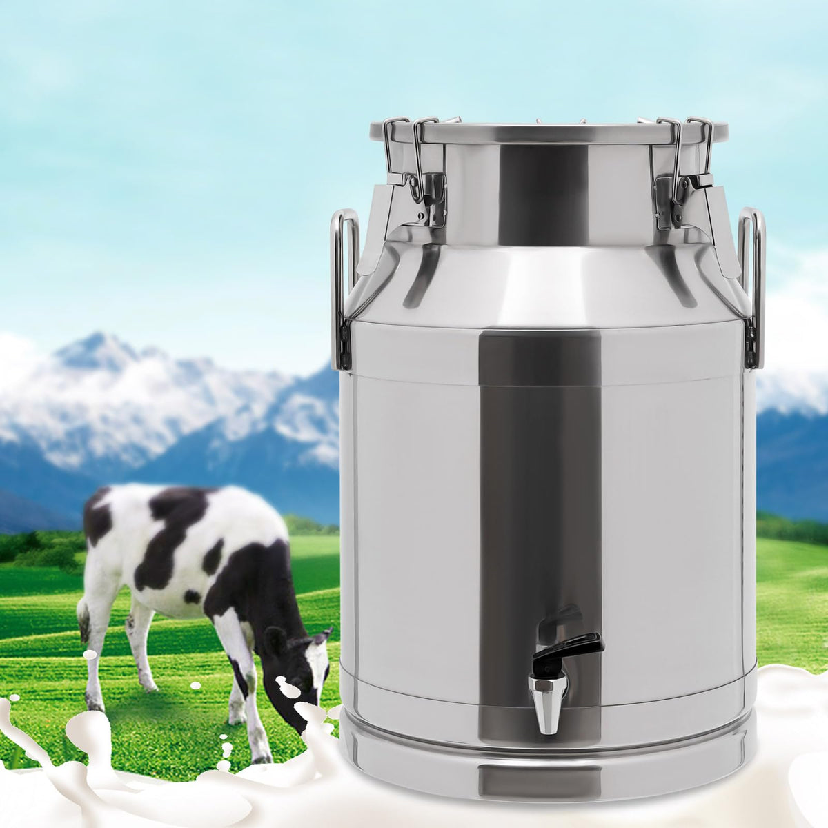 30L Stainless Steel Milk Can with Handle Sealed Lid and Faucet Q52041
