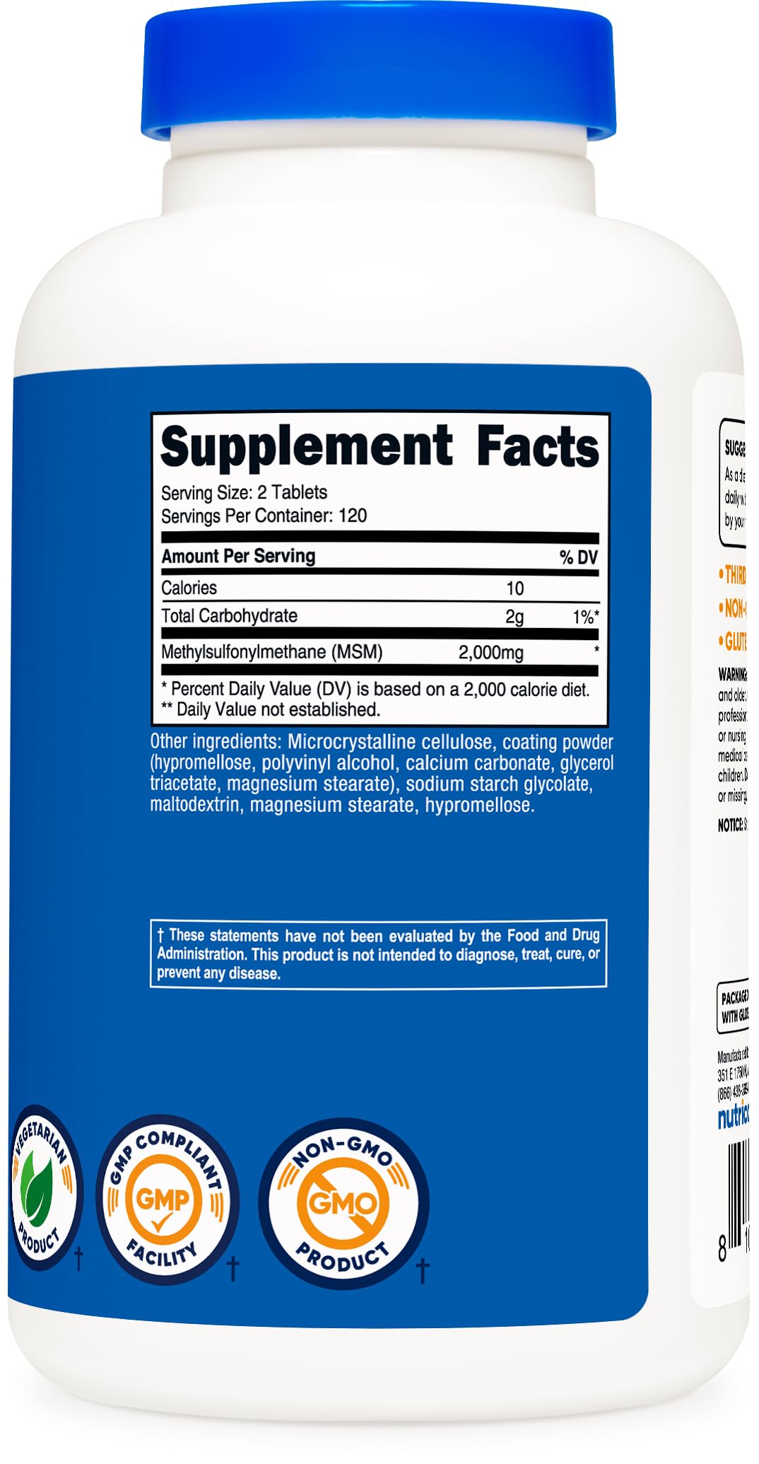 MSM Tablets 2000mg 240 Tablets Z66357