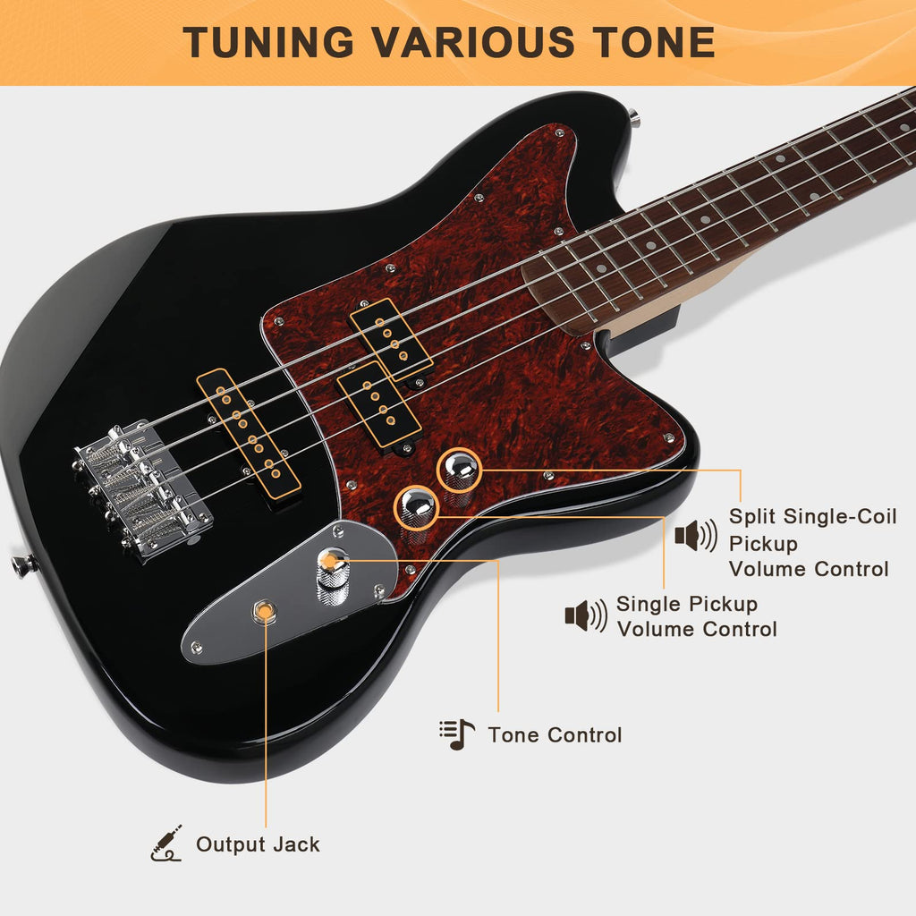 4 String Electric Bass Guitar Beginner Kit with Amp D806