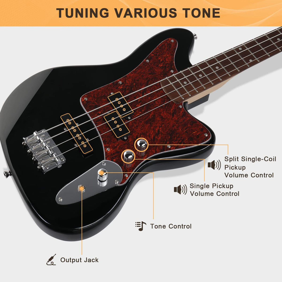 4 String Electric Bass Guitar Beginner Kit with Amp D806