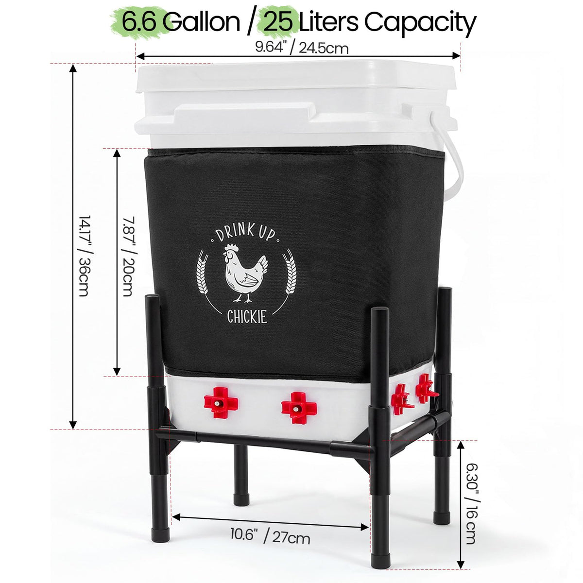 6.6 Gallon Heated Chicken Waterer with Stand S356