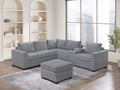 Light Gray Corduroy Upholstered Sectional Sofa Set G90627