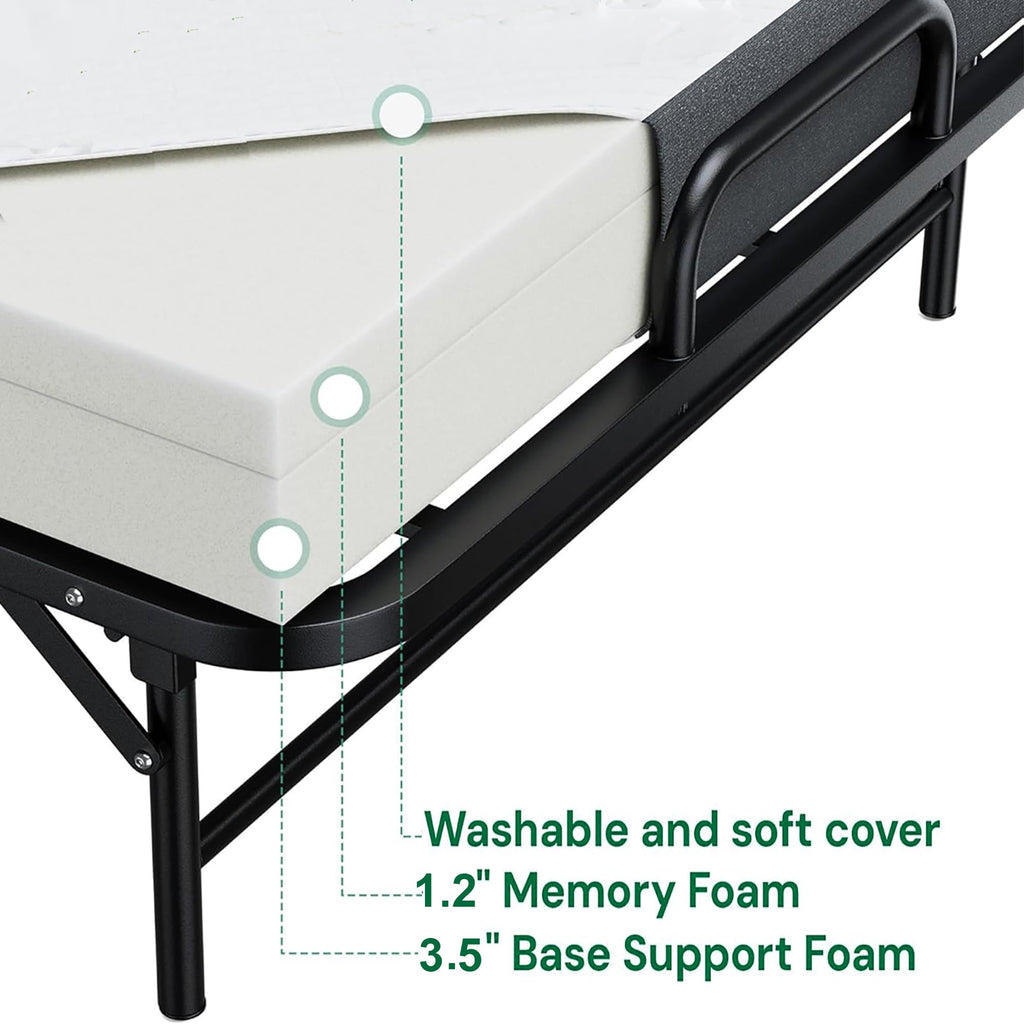 Folding Bed with Mattress with Wheels V81793