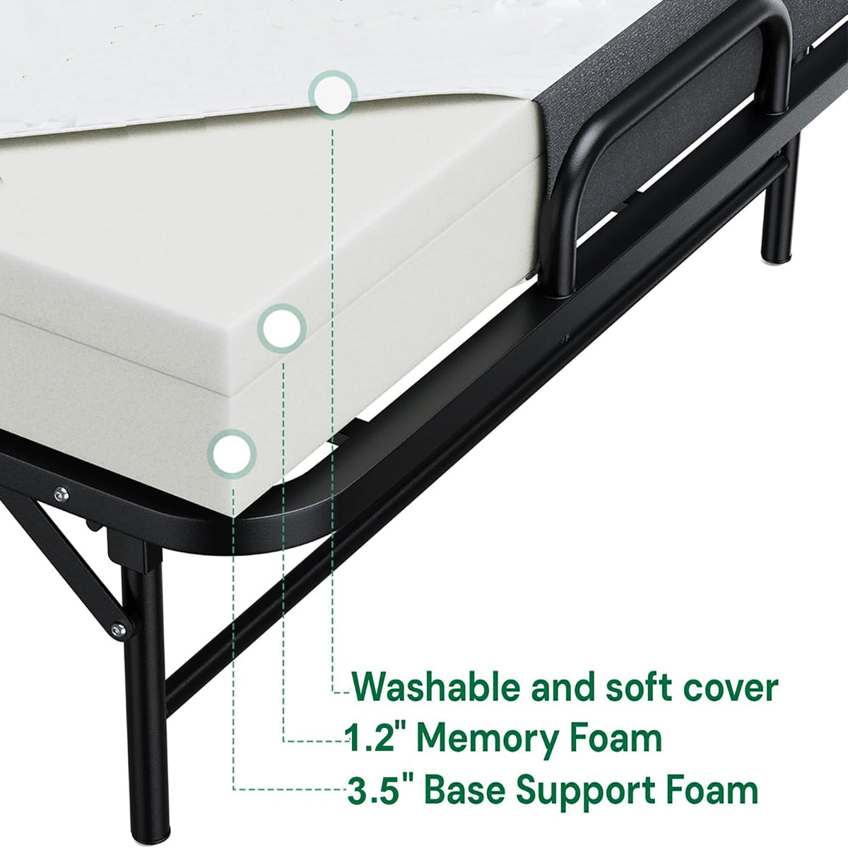 Folding Bed with Mattress with Wheels V81793