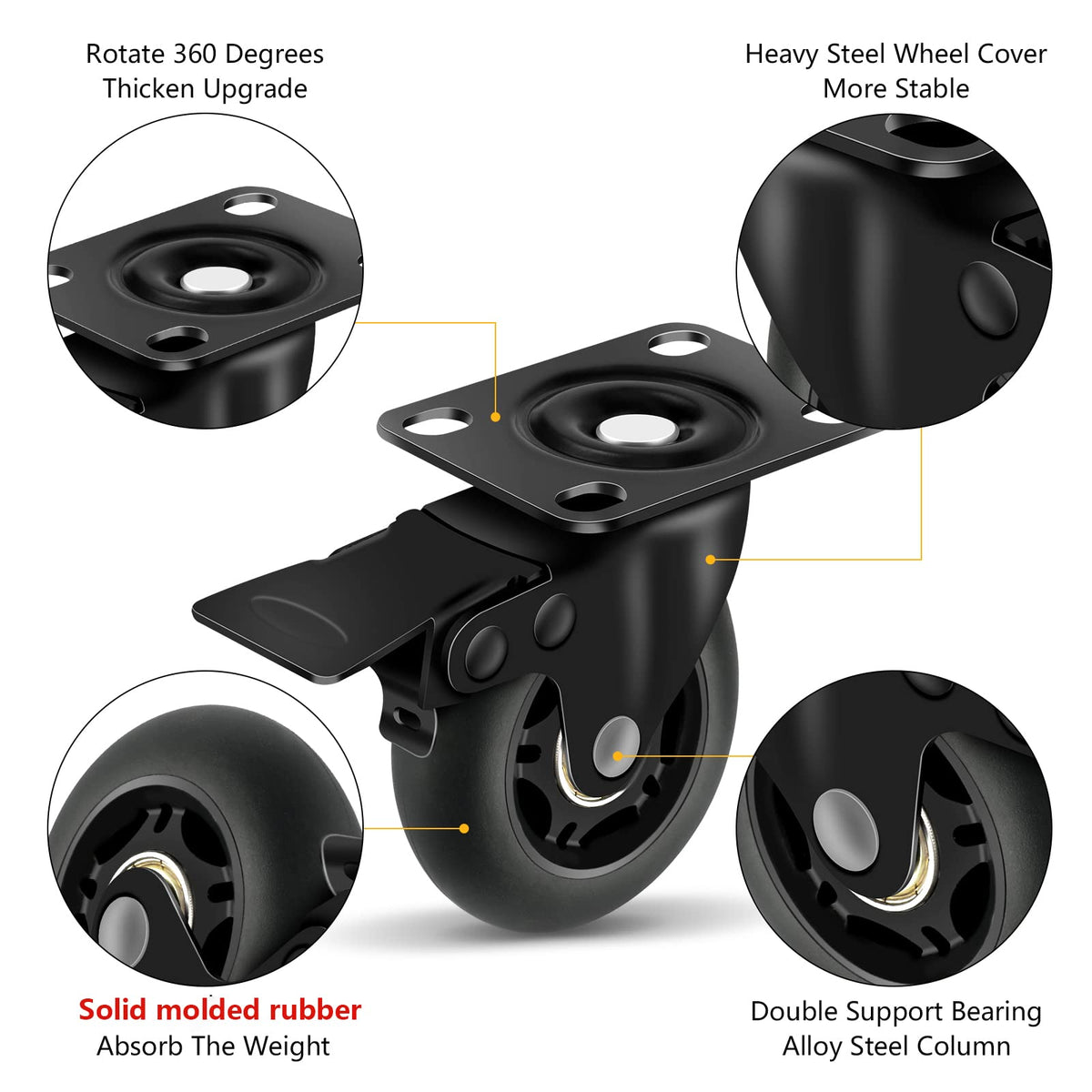 3” Lock Casters Set of 4 Heavy Duty O94256